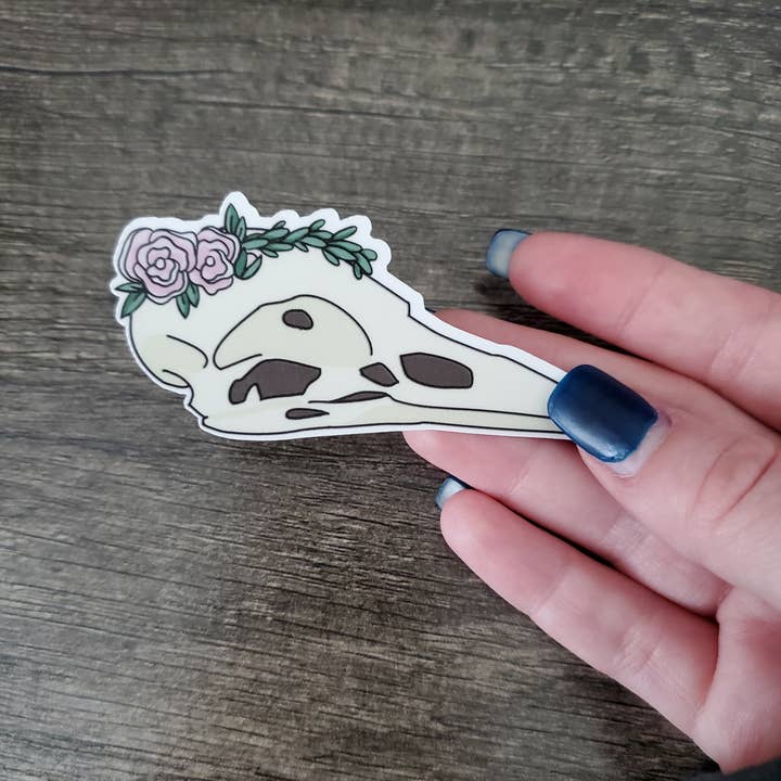 MaeFlower Sticker Co - Wholesale Sticker - Crow Skull l Single Die Cut Sticker2