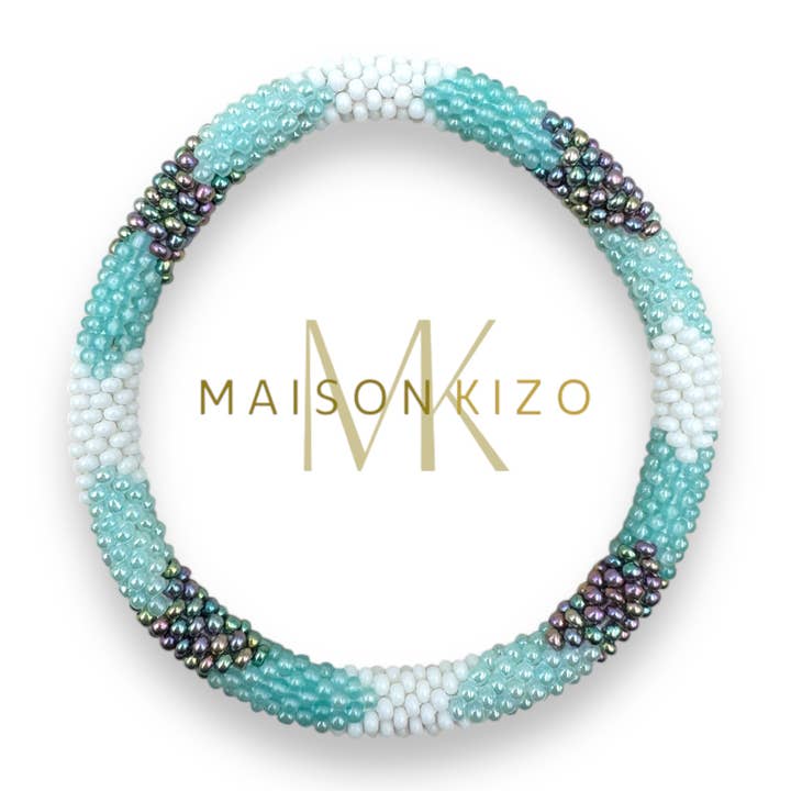 Bracelet népalais perles de verre E37 pour la vente par MAISON KIZO