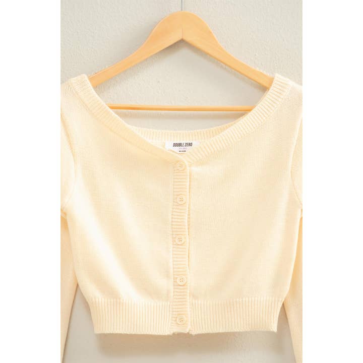 Double Zero - Wholesale Knit Sweater - Women's - Off The Shoulder Long Sleeve Crop Sweater Top22