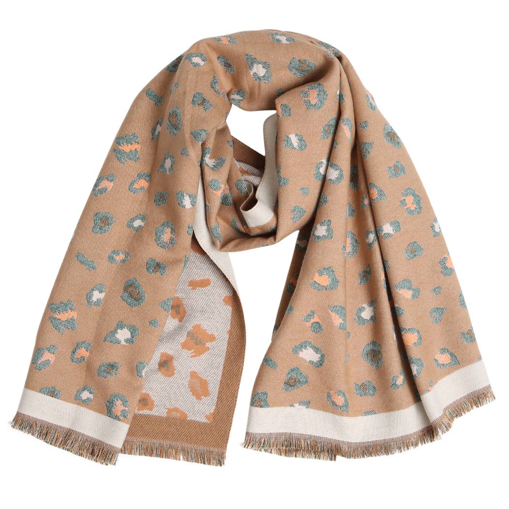 Fashion City - Wholesale Scarf - Women's - Leopard Oblong Wrap Shawl Scarf with Fringe 0