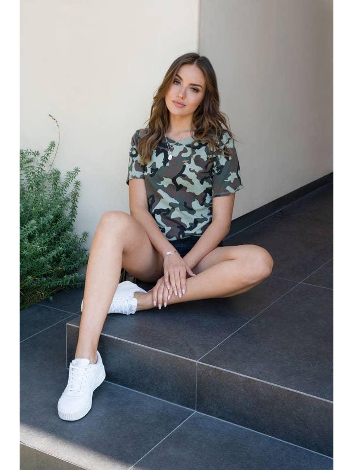 VENTI6 - Wholesale T-shirt – women's - Camouflage Army Green Women's Tee Shirt, 100% Cotton6