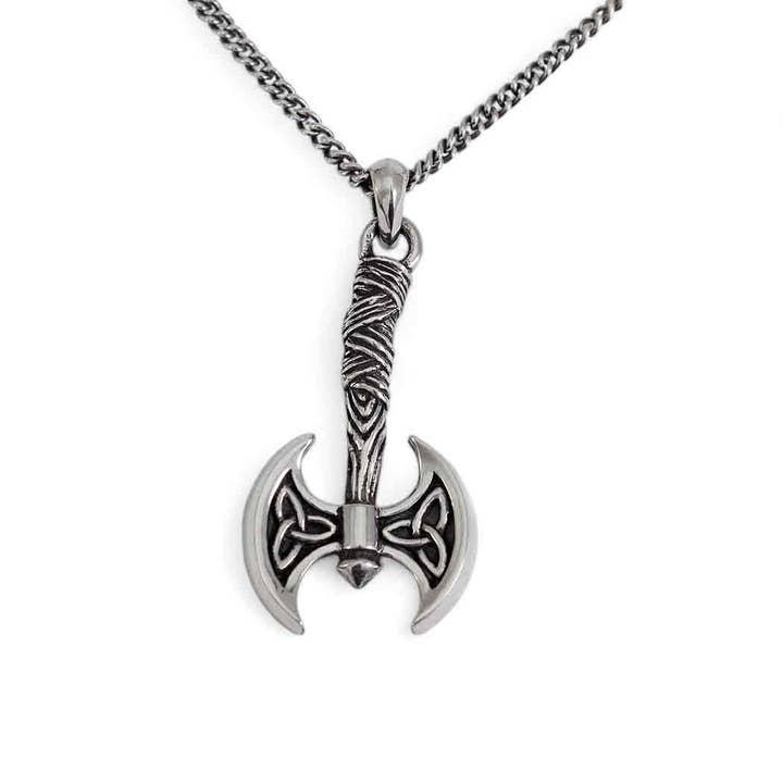 Men's Necklace Sterling Silver Viking Axe 22 Inch for wholesale by Nina Designs