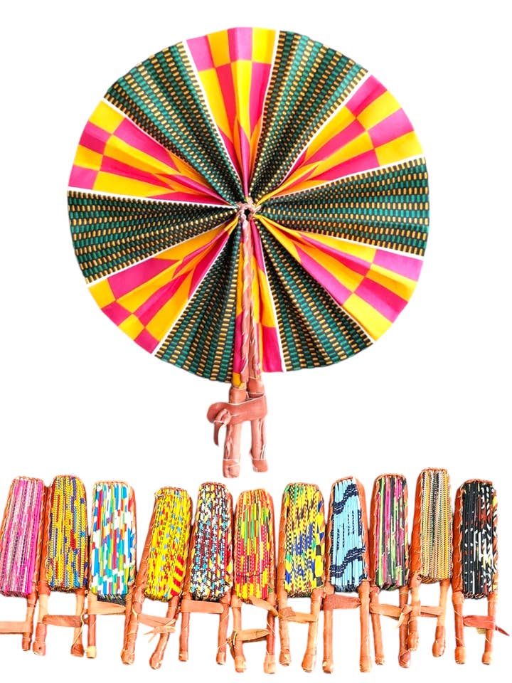 Folding Hand Fan/ Leather Thong for wholesale by India Batik