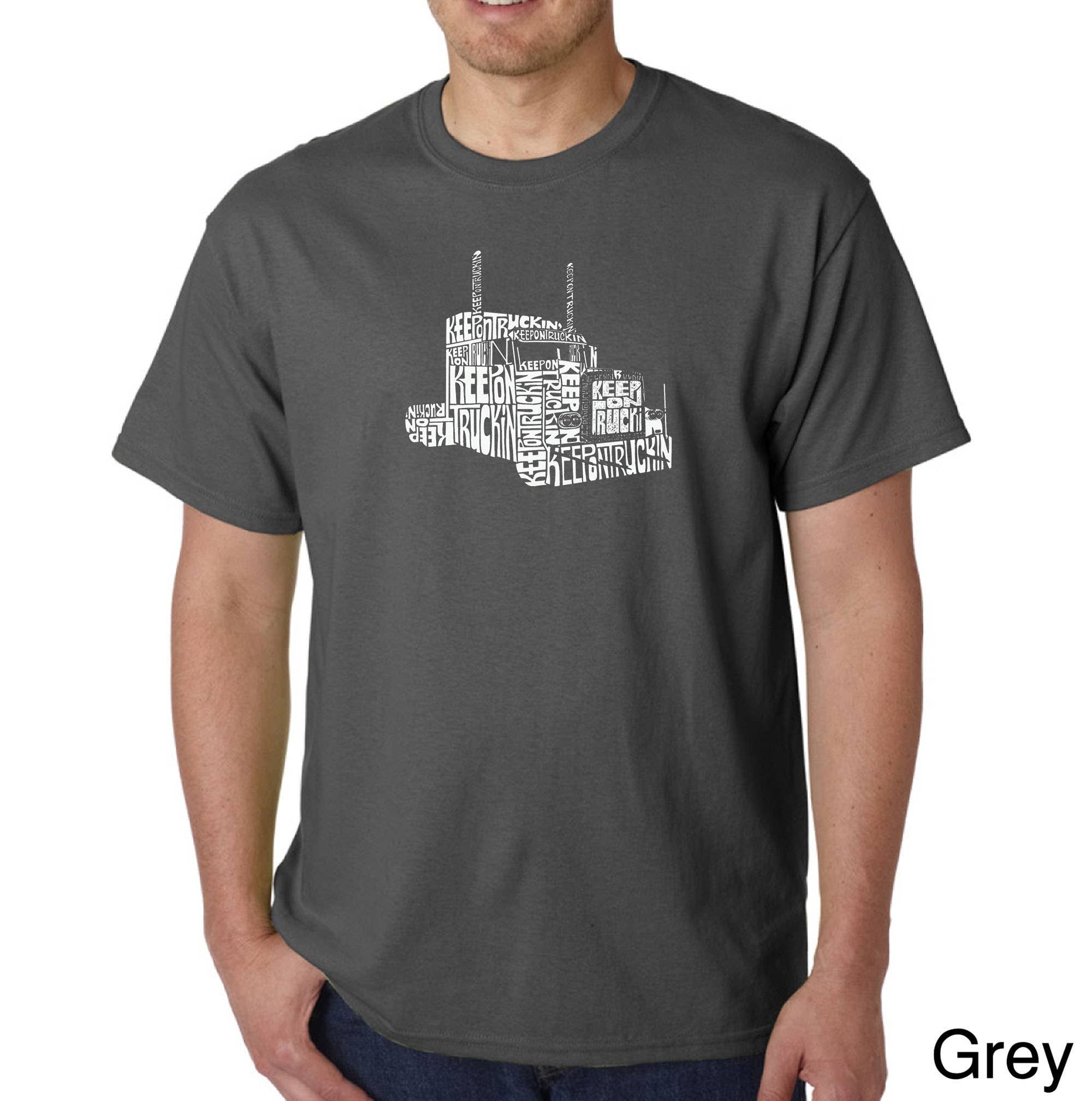 LA Pop Art - Wholesale Screen Printed T-Shirt - Men's - LA Pop Art Men's Word Art T-shirt - KEEP ON TRUCKIN'5