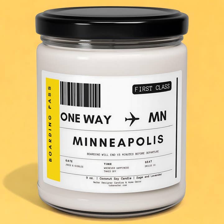 Minnesota - Minneapolis | Boarding Pass | State-themed candles for wholesale by Nefer Designer Candles & Home Decor