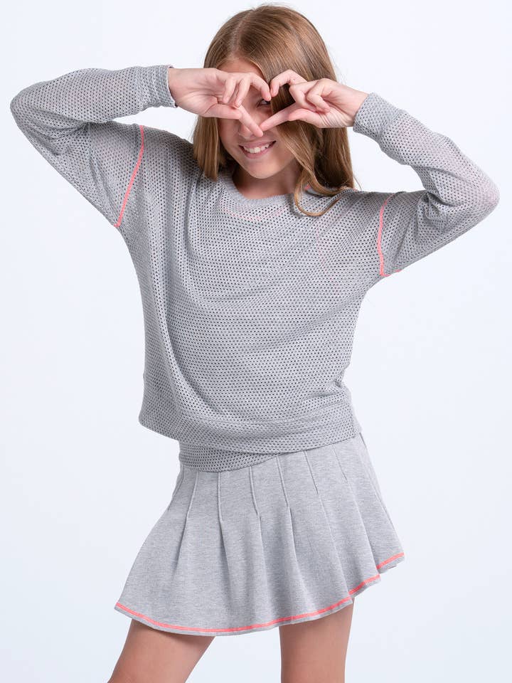 Girls Chill Day Long Sleeve - Heather Grey for wholesale by Lucky In Love