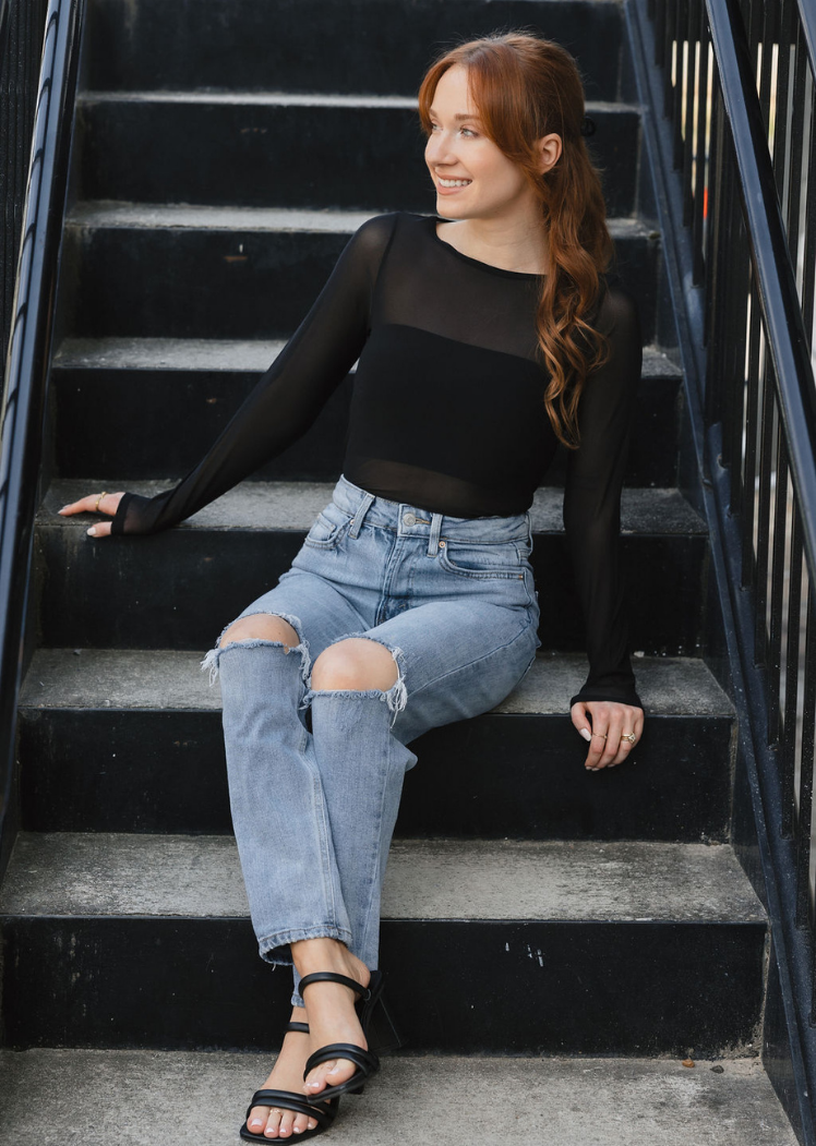 ELIETIAN - Wholesale Gebreide top - Dames - Doorschijnende top met lange mouwen44