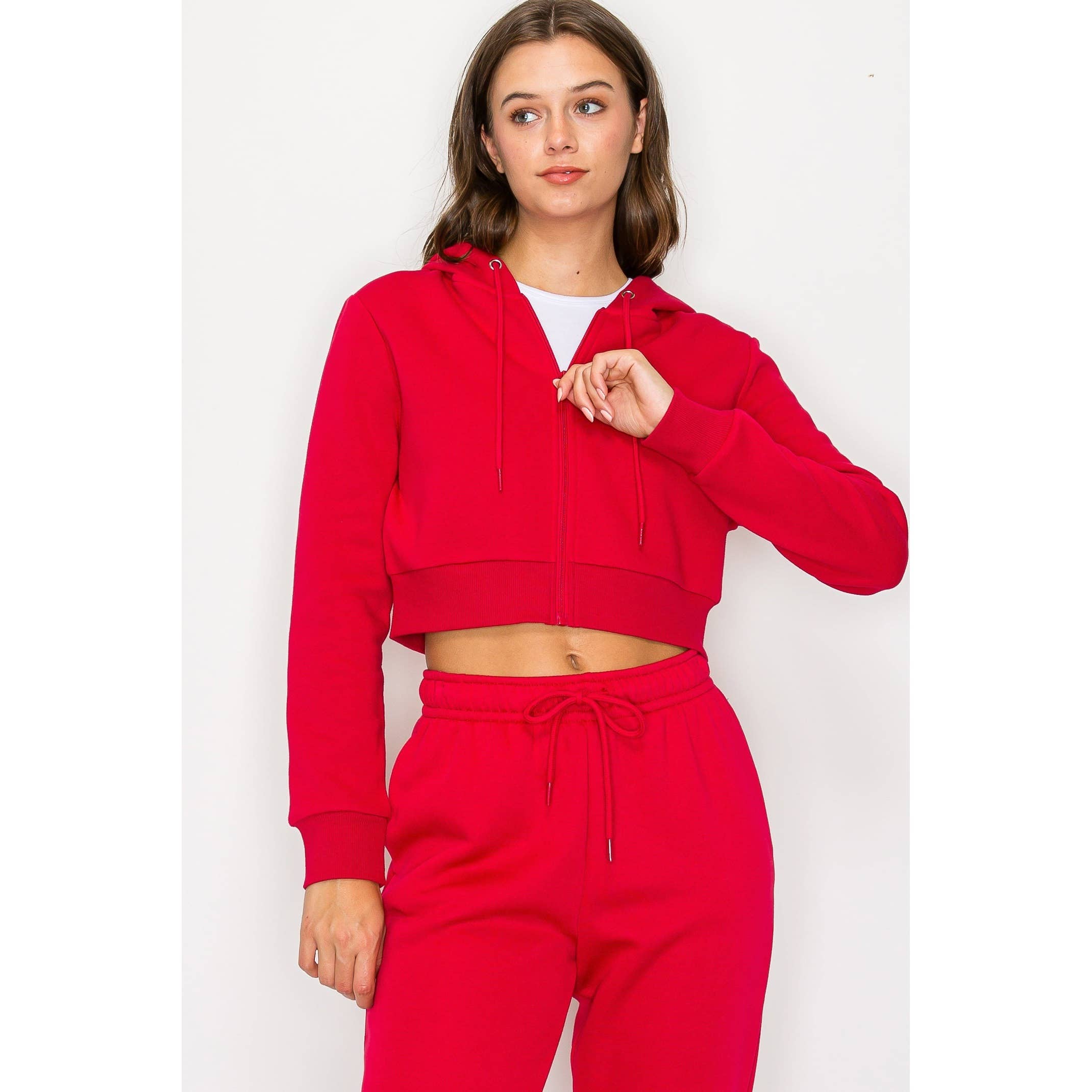 UP CLOTHING - Wholesale Hoodie - Women's - Cropped Fleece Zip Up Hoodie Jacket14