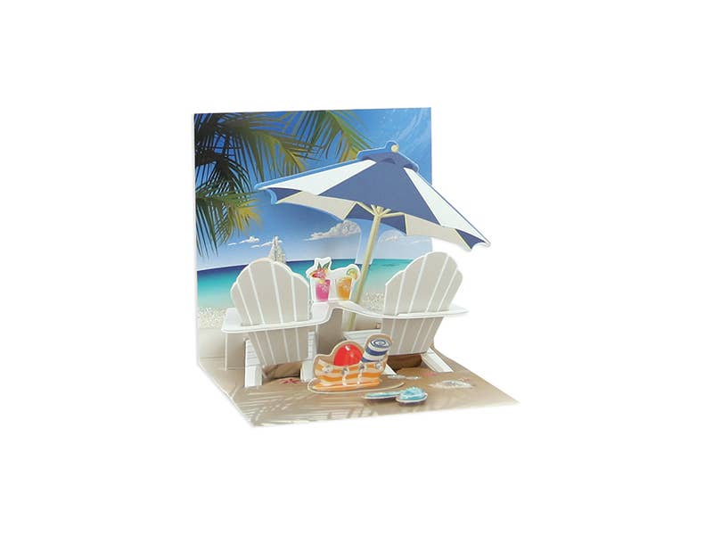 Up With Paper - Wholesale Everyday Greeting Card - Tropical Beach Chair Mini Pop-Up Card