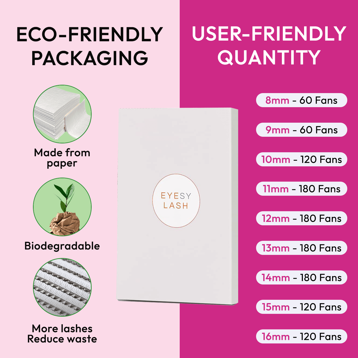 Eyesy Lash - Vendita all'ingrosso Ciglia finte - Vassoio Easy Fans XL/XXL (a partire da €1,3 /ventola) | Promade 3D - 20D6