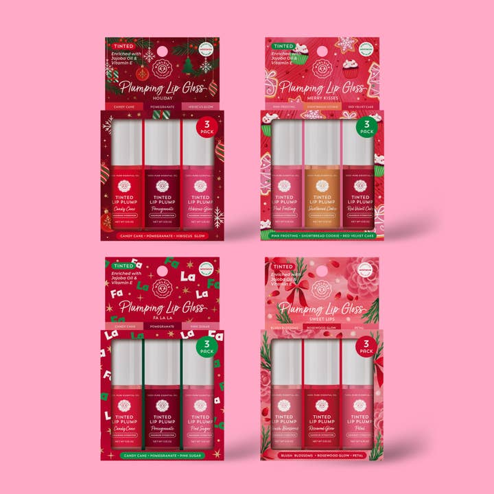 Holiday Tinted Plumping Lip Gloss Assortment – 12pc (4 Style for wholesale by Woolzies