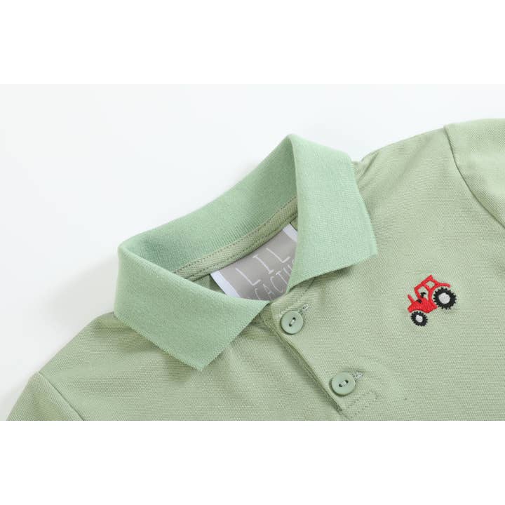 Lil Cactus - Wholesale T-Shirt - Kids - Green Tractor Polo Golf Shirt