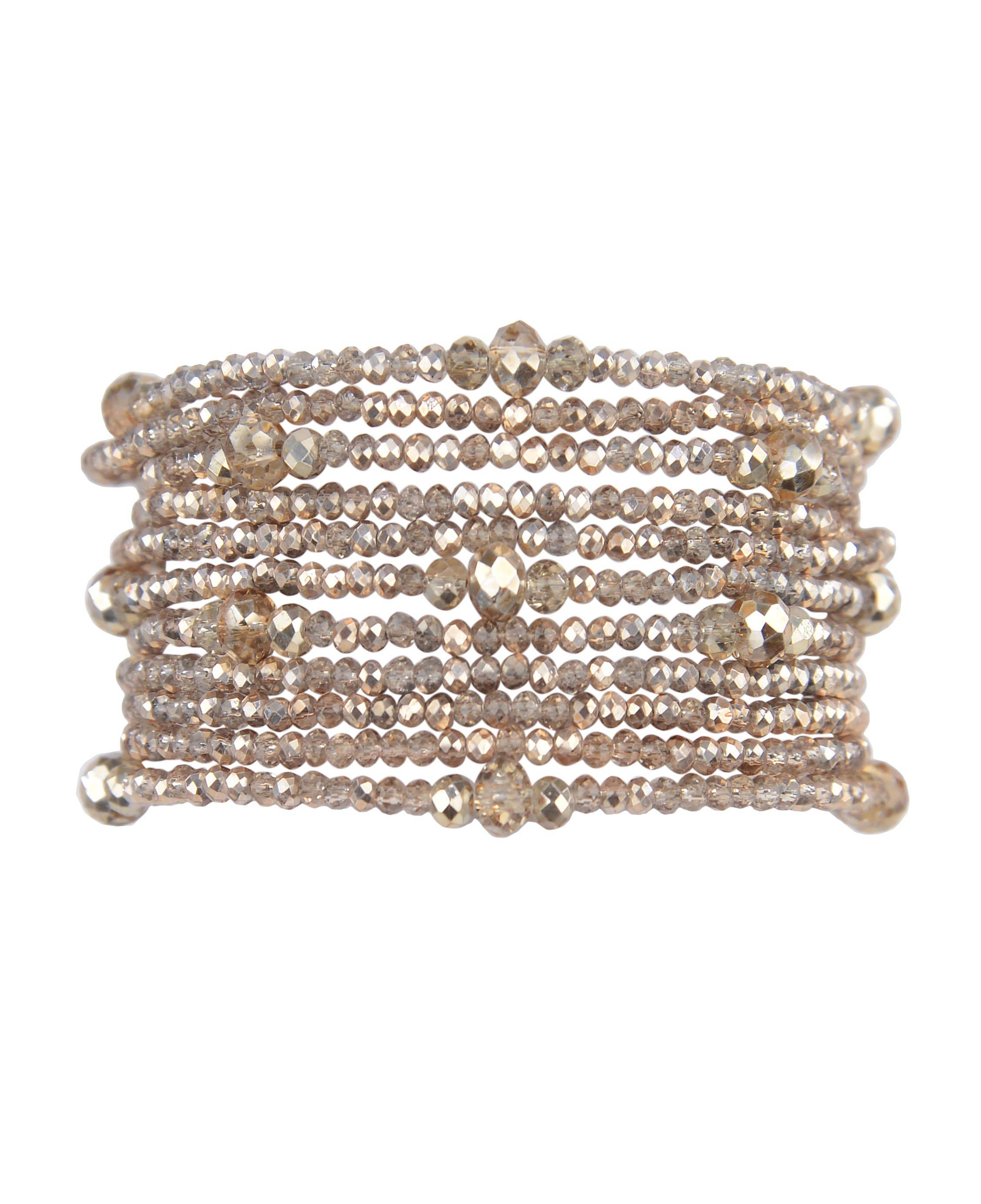 MILLIANNA - Wholesale Cuff Bracelet - Monica 1" Hand Beaded Cut Crystal Cuff Bracelet3