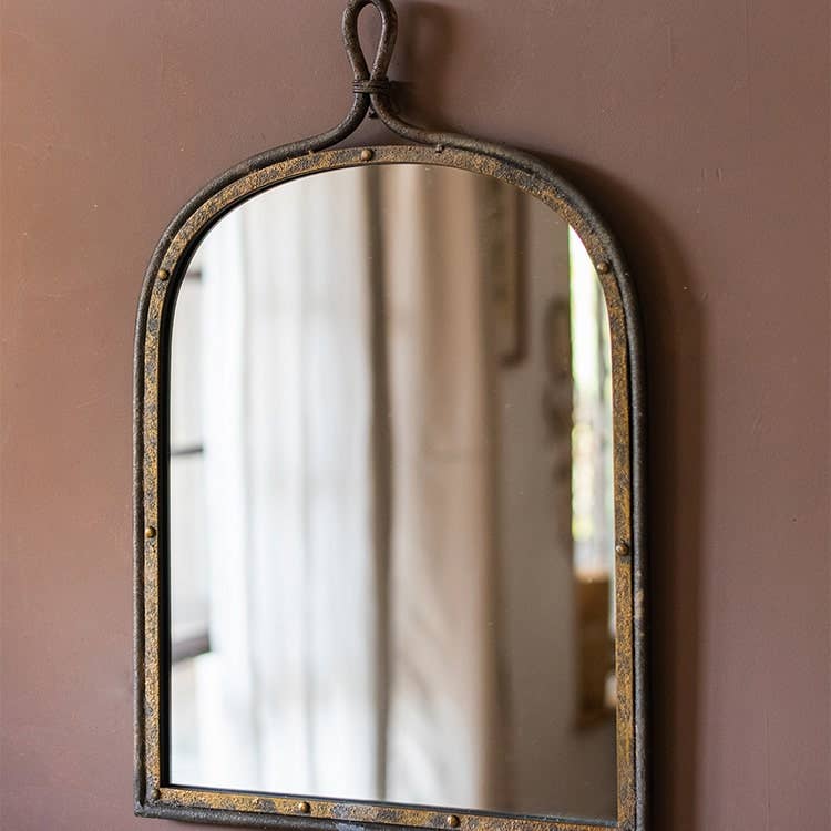Rustic Reach - Vente Miroir mural - Miroir en fer foncé de style antique4