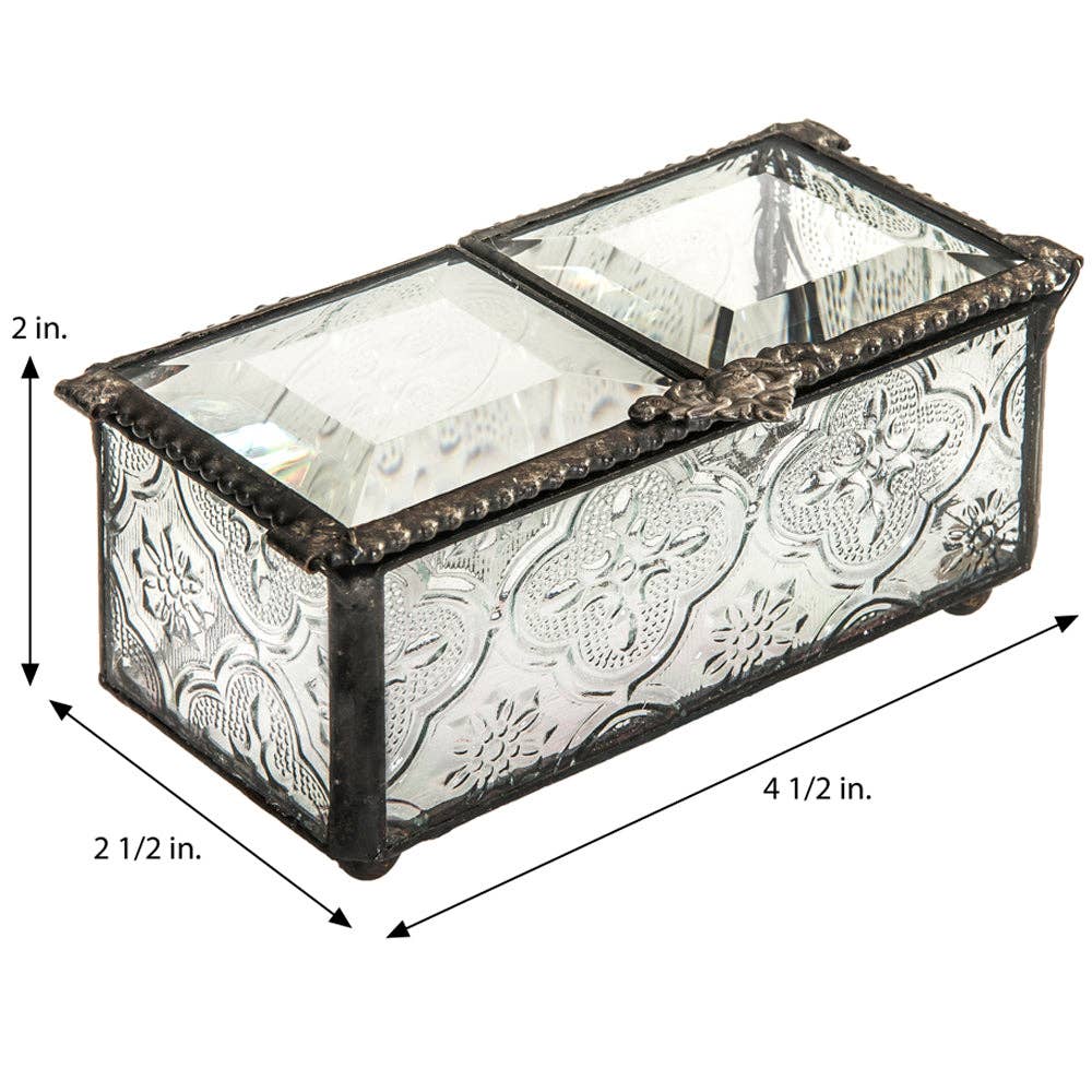 J Devlin Glass Art & Bert Anderson Collection - Wholesale Decorative Box - Box 294 Clear Vintage Glass Box - Center Open2