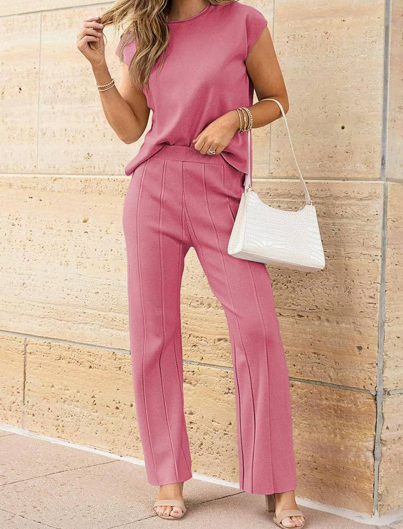 safistyle - Wholesale Lounge Set - Women's - Sleeveless Top and Wide-Leg Pants Set15