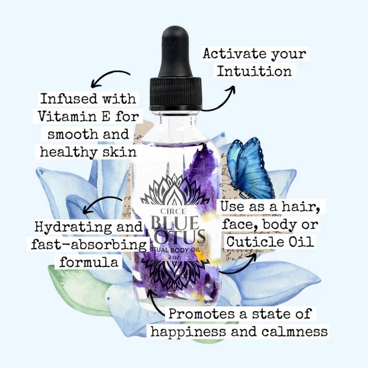CIRCE - Wholesale Bath/Body Oil - Blue Lotus Ritual Body Oil – Herbal Body Oil for Calm, Intuition & Spiritual Self-Care1