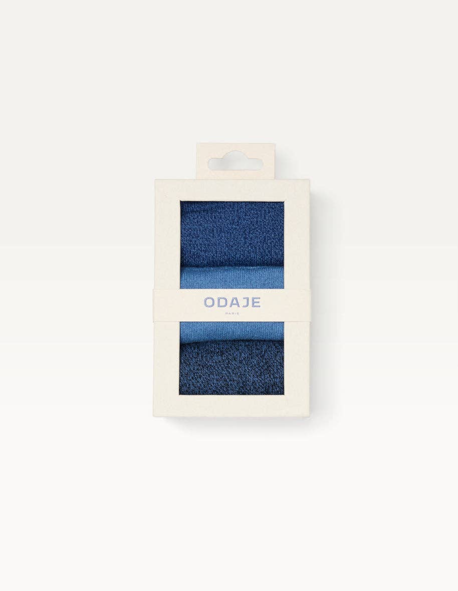 ODAJE - Vente Chaussettes – unisexe - Pack de 3 Chaussettes - Chiné bleu2