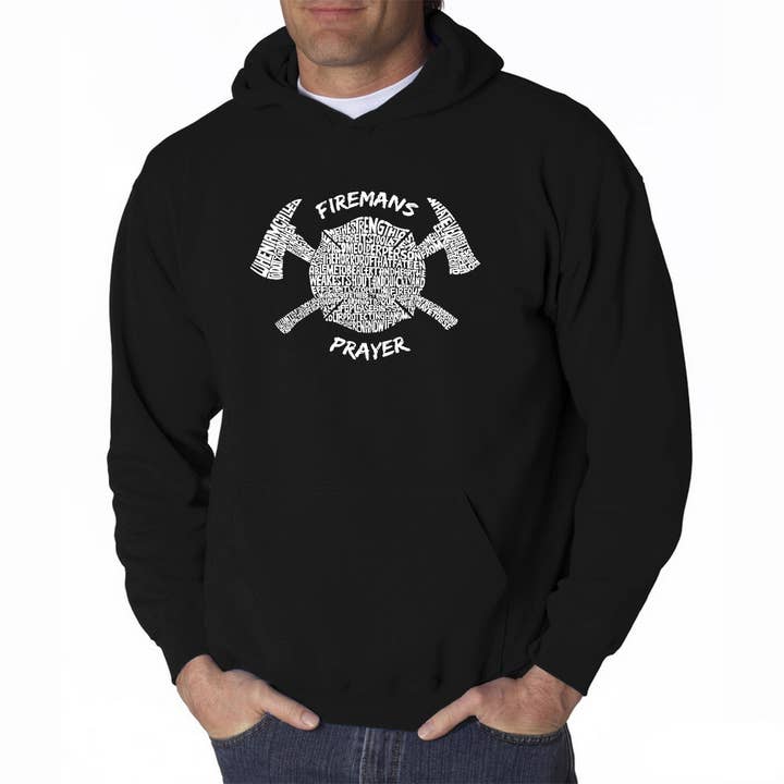 Word Art sweatshirt met capuchon voor heren - FIREMAN'S PRAYER voor wholesale door LA Pop Art