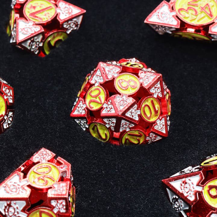 Oculus: Ablaze - Metal RPG Dice Set for wholesale by Foam Brain Games