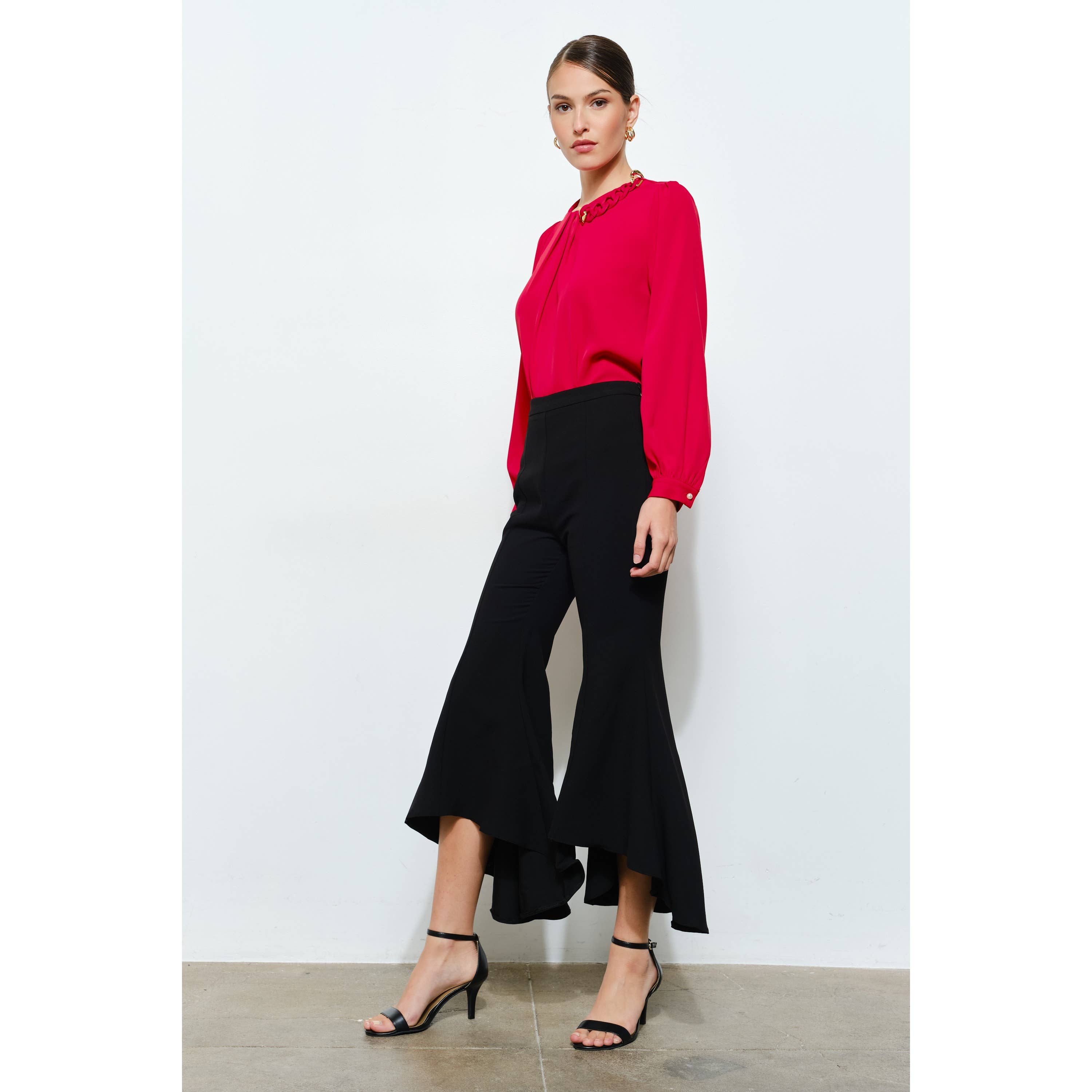 INA – Engroshandel Bukser - Dame – Draperede Flæse Høj-Lav Flare Bukser5