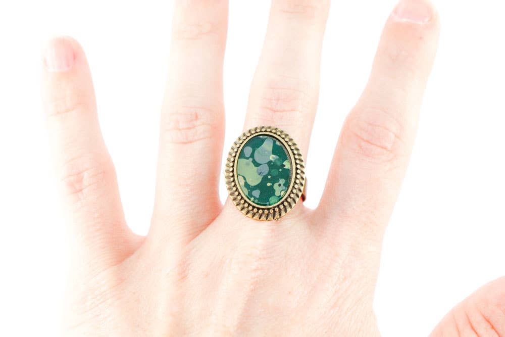 Once Again Sam - Wholesale Cocktail/gelegenheidsring - Spetter geschilderde ring - Emerald Isle1