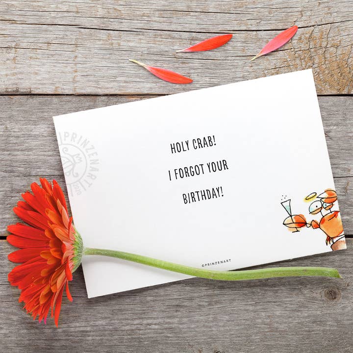 Ansichtkaart "Holy Crab" | Grappige kaart verjaardag vergeten voor wholesale door Prinzenart