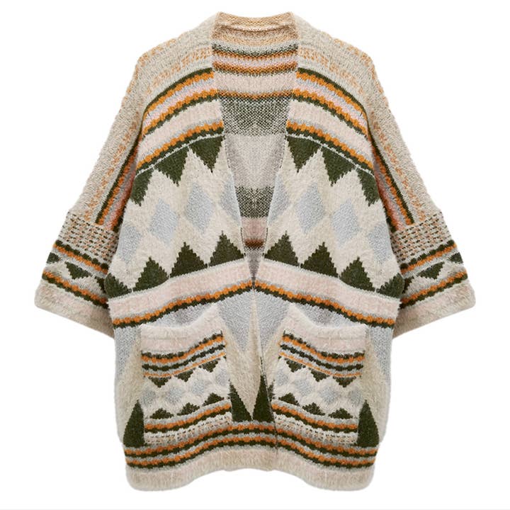Wona Trading, Inc. - Venta al por mayor Poncho - Mujer - Cárdigan con estampado azteca