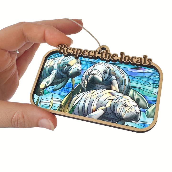 Art by Sharell - Wholesale Ornament - Manatee Ornament, Florida Animal Respect the Locals Ornament2