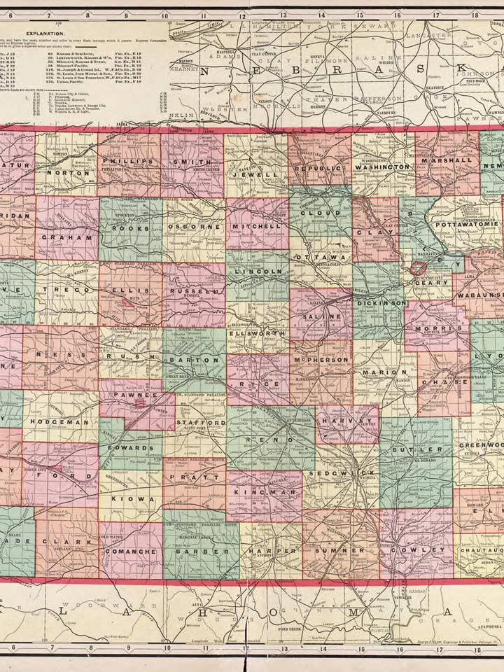 Kansas from Standard Atlas of Rooks County, Kansas 1904 for wholesale by Relic Map Co.