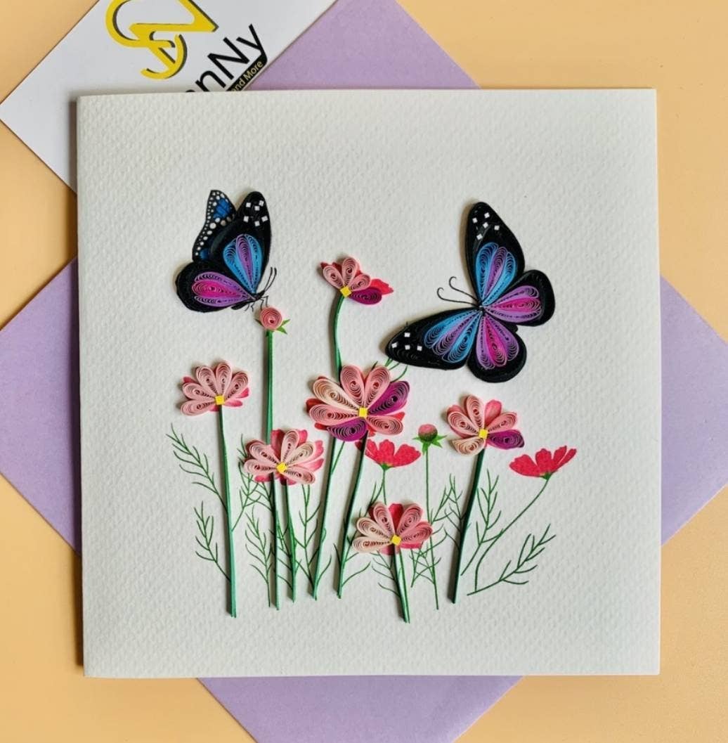 Quince Fables - Wholesale Everyday Greeting Card - Flower Garden Quilling Card 🪡0