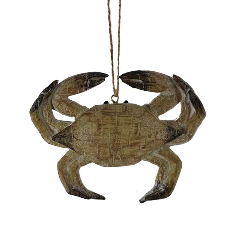 CB Home Collection - Wholesale Ornament - Wood Look Crab 4.5" Nautical Christmas Ornament0