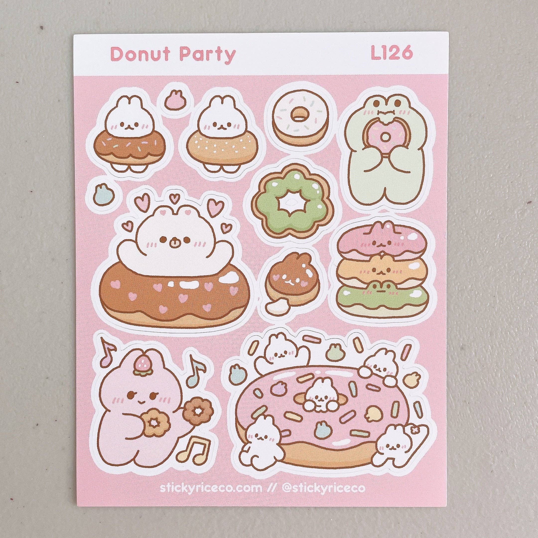 StickyRiceCo - Wholesale Sticker - Donut Party Sticker Sheet1