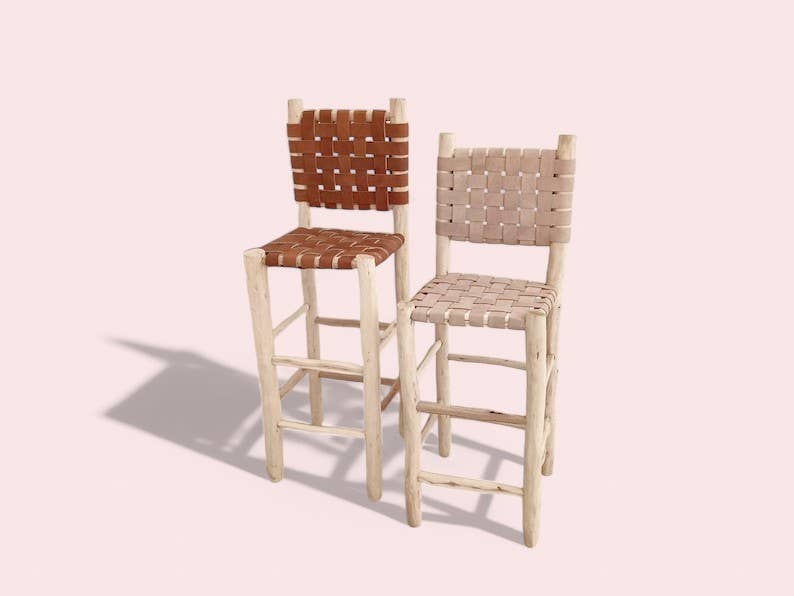 HandmadeBestSeller – wholesale Stool – Handwoven Leather & Wood Bar Stool2