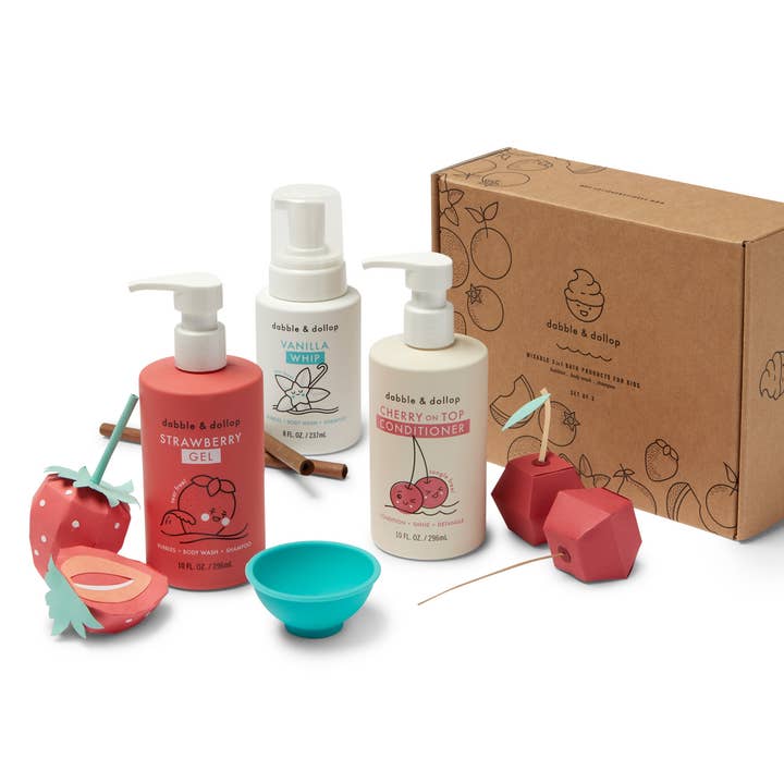 Coffret cadeau de bain Cherry Berry (bol à mélanger inclus) pour la vente par Dabble & Dollop®