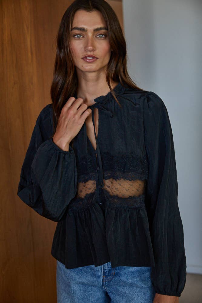 By Together – wholesale Blouse – Women’s – L8724 | Woven Polyester Nylon Sheer Lace Detail Blouse4