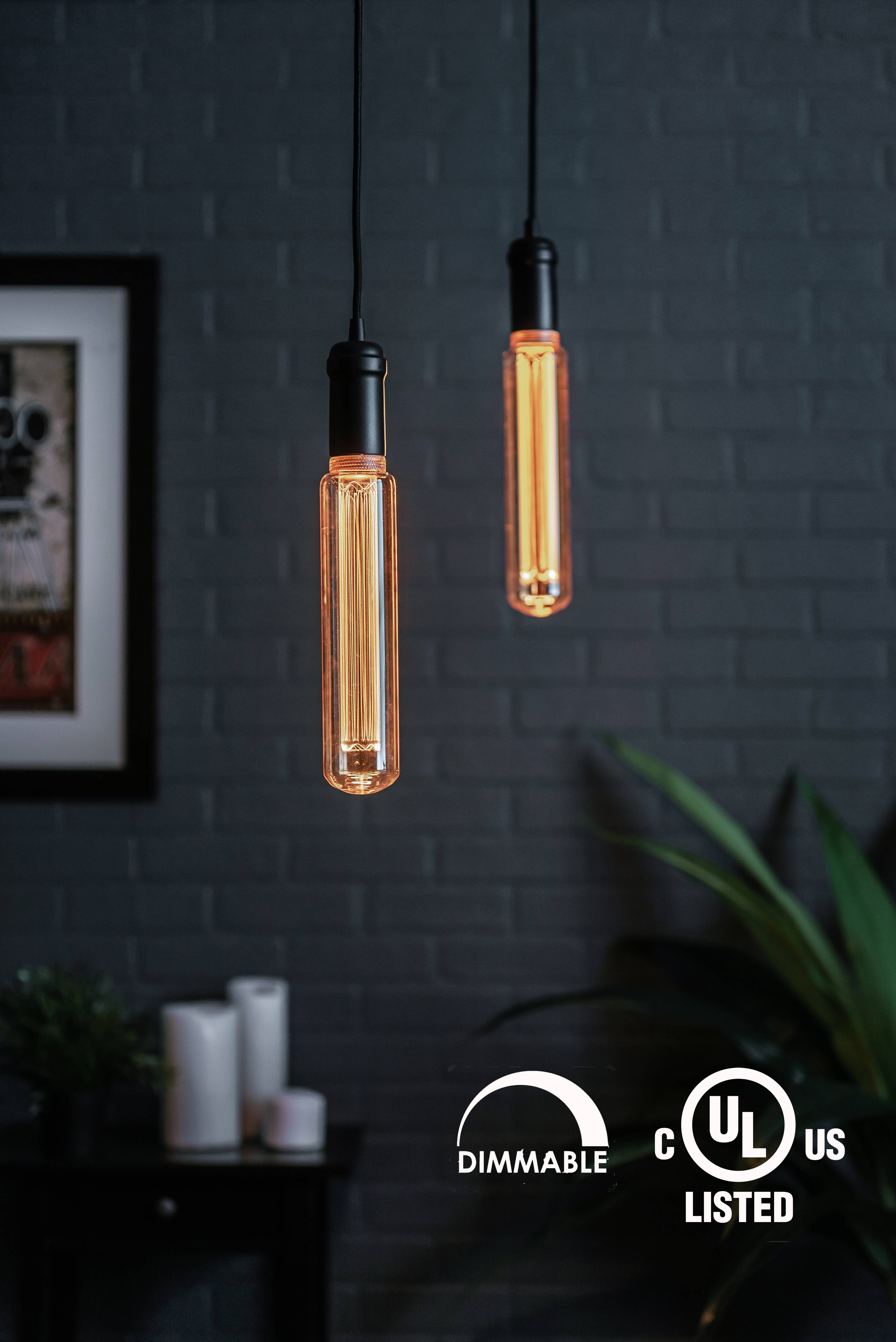 Next Glow – wholesale Light bulb/puck – Decorative Tubler T60 Light Bulb Amber Acrylic Inner Pillar1