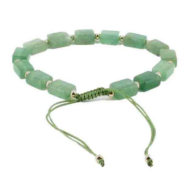 Shamballa Green Aventurine Bracelet with 9 x 6 mm Pads for wholesale by Artisans de Madagascar