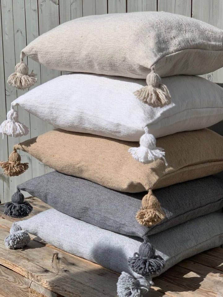 Moroccan Pillow Cushion With Pom Pom Tassel for wholesale by marrakeshop