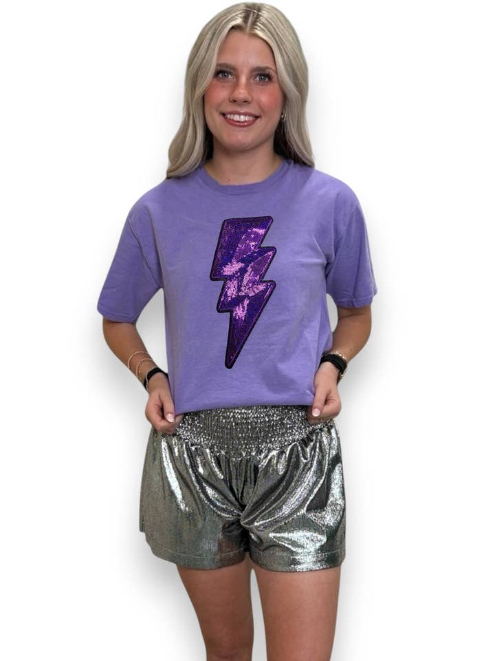 Purple Sequin Lightning Bolt for wholesale by 6j Threads LLC