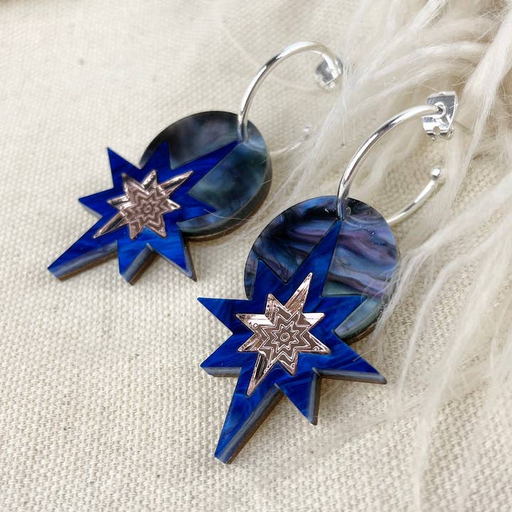 Rosa Pietsch – wholesale Dangle earrings – Star Deco Hoop Earrings: Midnight Marble0
