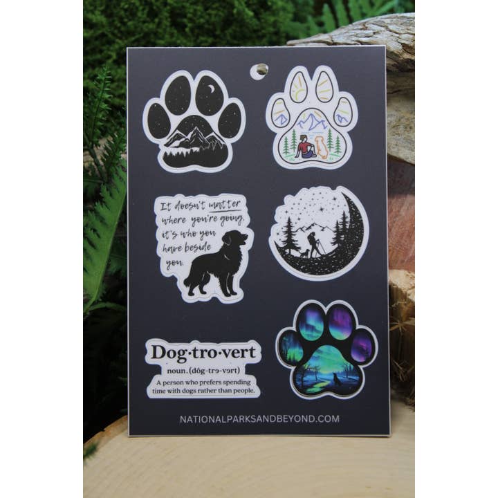 Dog Paw Print Sticker Sheet, 4"x6" Waterproof & UV Resistant for wholesale by National Parks and Beyond