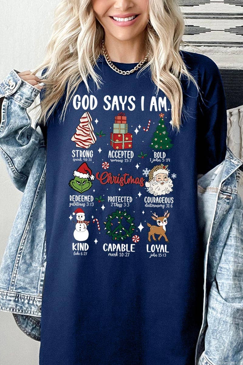 COLORBEAR – T-shirt gráfica - Unissexo por atacado – God Diays I Am Christmas Graphic Heavyweight Team10