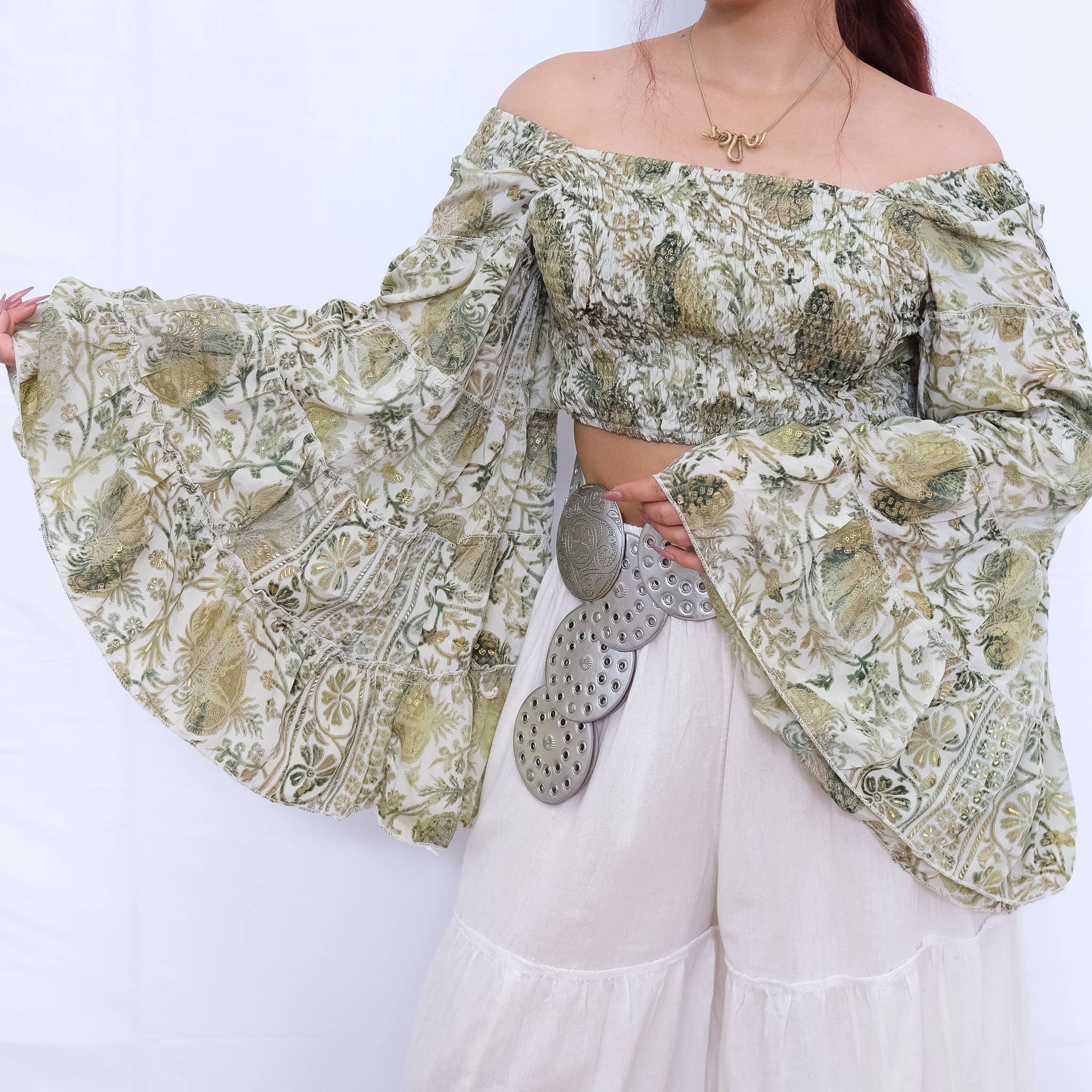 Karma Nepal Crafts - Wholesale Blouse - Women's - Bohemian Flowy Long Ruffle Sleeve Top8