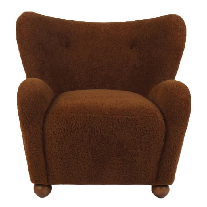 Leonard armchair brown faux fur L87.5 D84 H85.5cm for wholesale by Opjet Paris