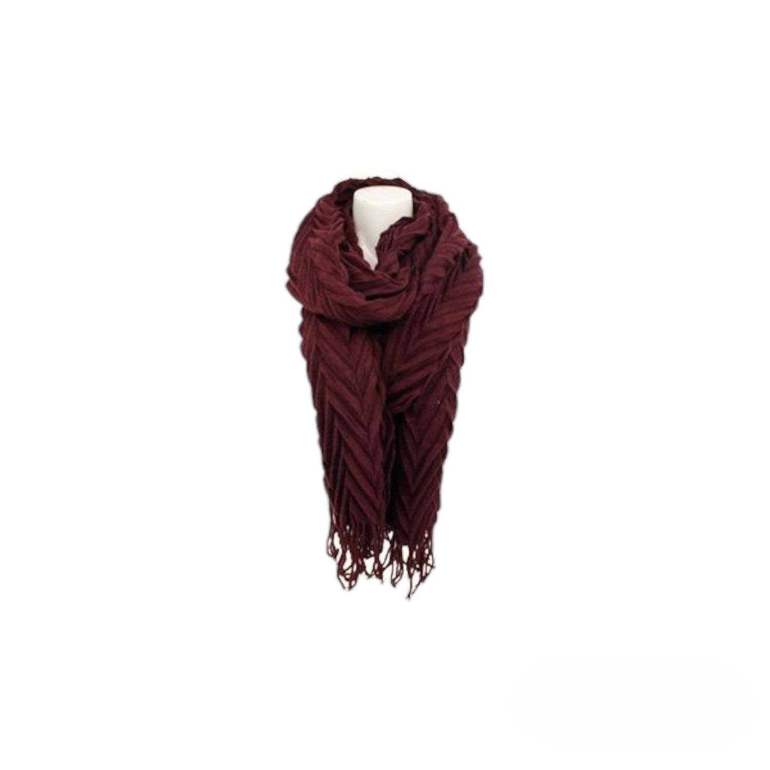 VewoTex - Wholesale Scarf - Women's - Winter Women's Scarf » Fringed Scarf 220 x 72 cm » Women's Scarf with Pleated Look » Winter Scarf Soft Cashmere Pleated4