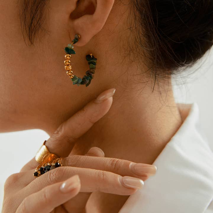 Lovelika - Wholesale Single Earring - Hoop earrings set with natural stones - Beatrix4