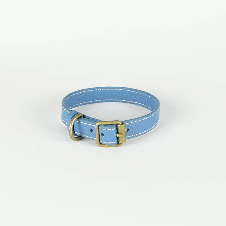 Agnes Flaches Lederhalsband - Blau, Medium für den Großhandel von Clementine est dogs