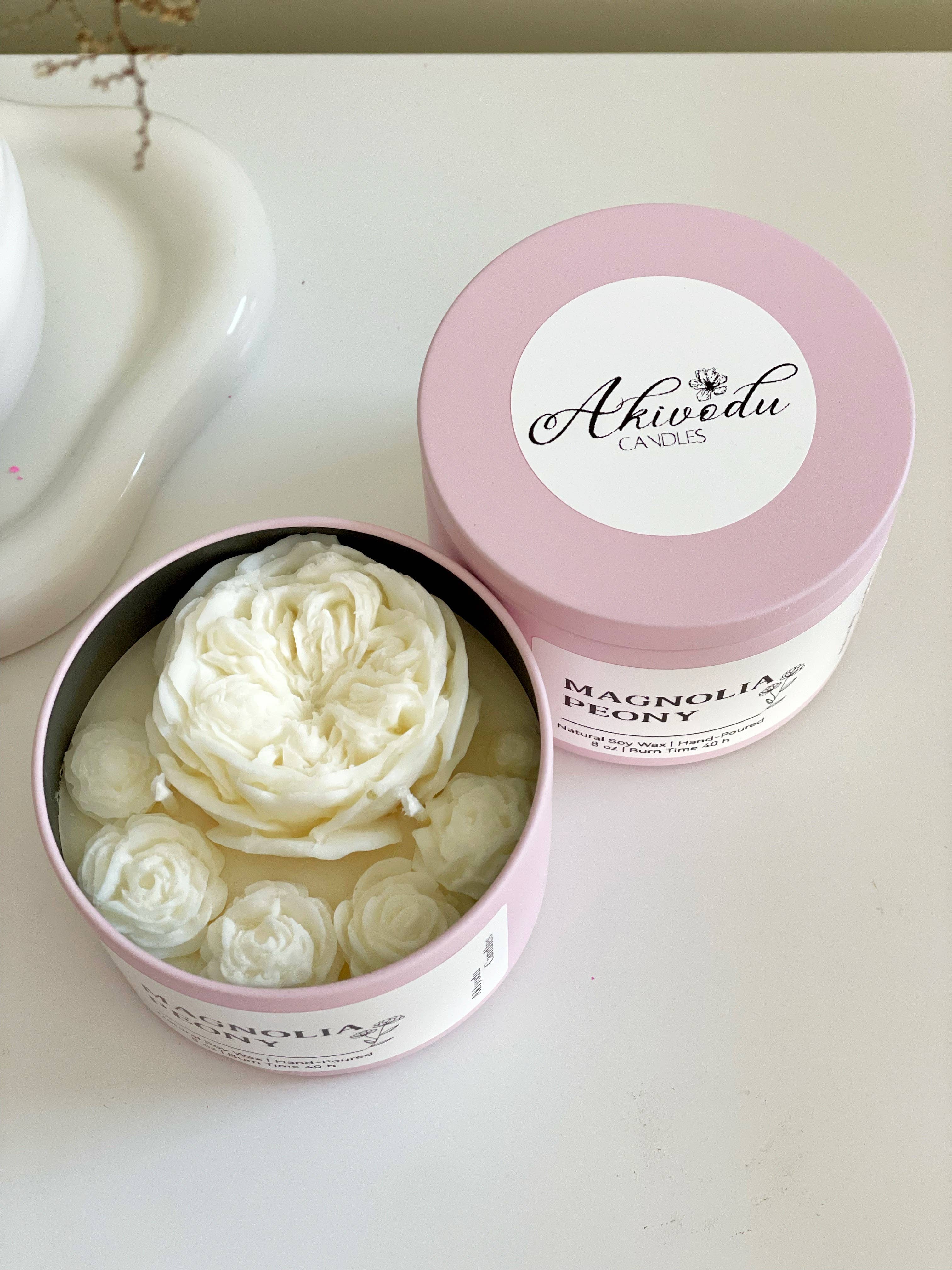 Akivodu Candles – wholesale Prydnadsljus – Pionblomma Ljus 8 oz - Flera Dofter3