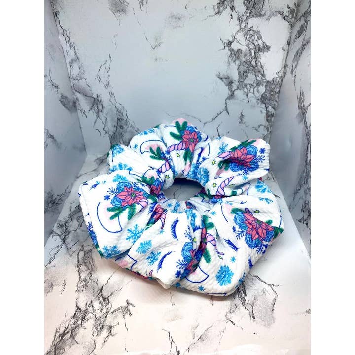 Enchanted Scrunch - Venta al por mayor Coletero - Mujer - Coletero de invierno con diseño de unicornio en forma de copo de nieve